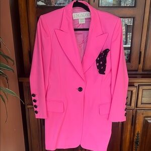 Escada Bold Long Pink Blazer with Polka Dot Accent As Seen on TikTok